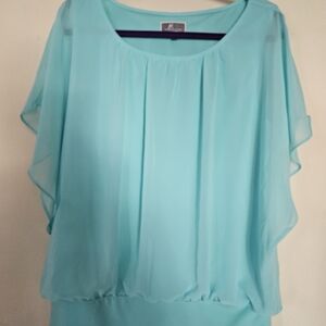 JM Collection Light Blue Women's Blouse